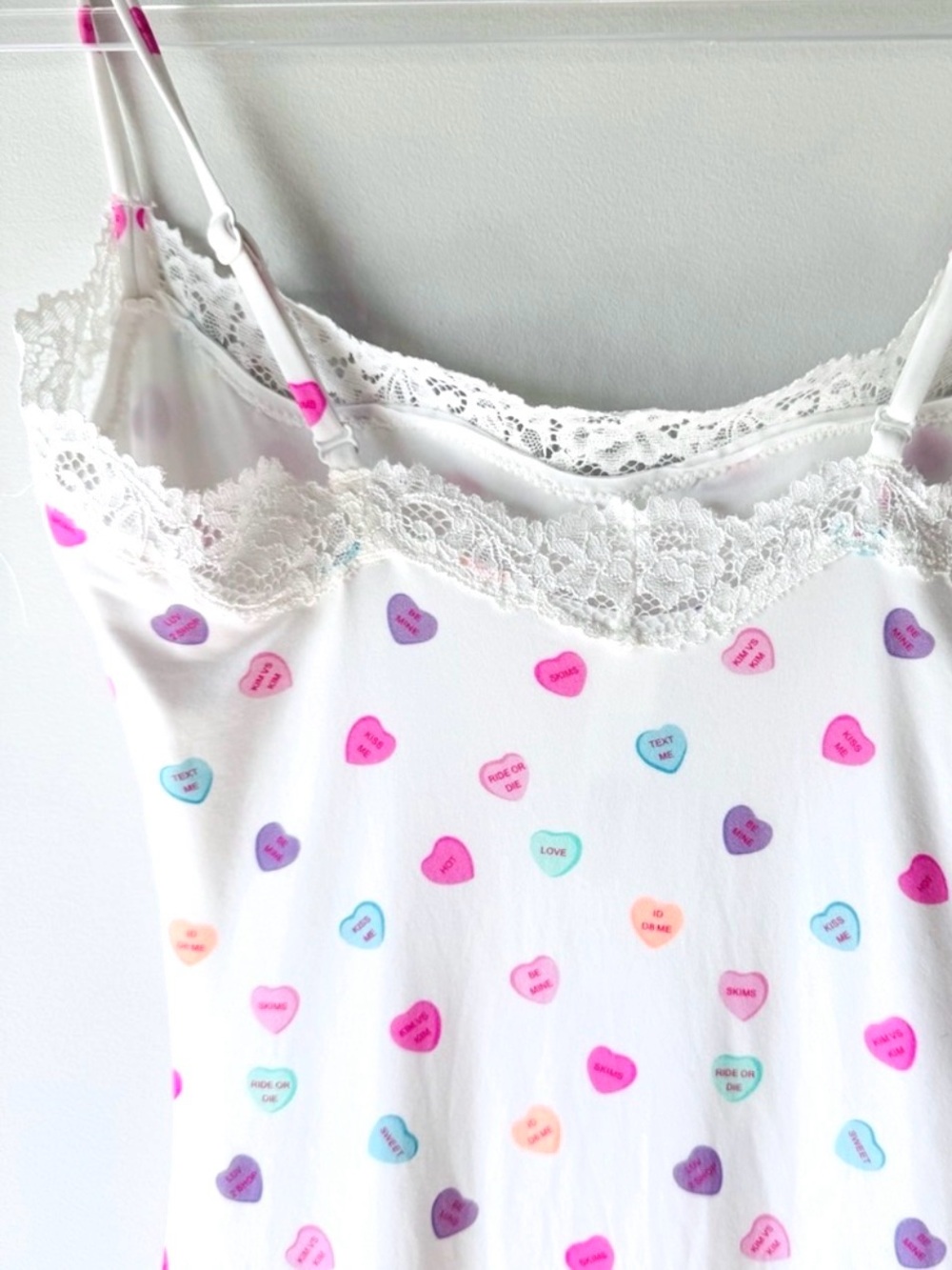 SKIMS Fits Everybody Lace Slip Maxi Dress Candy Heart Marble Size XS - Picture 4 of 8